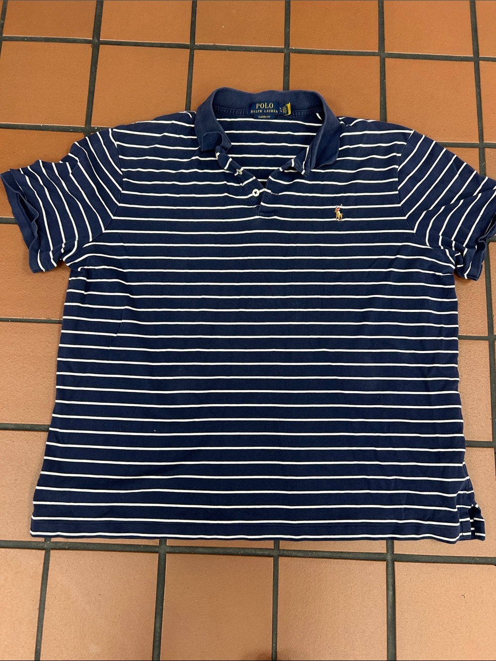 Ralph Lauren Navy & White Striped Polo
